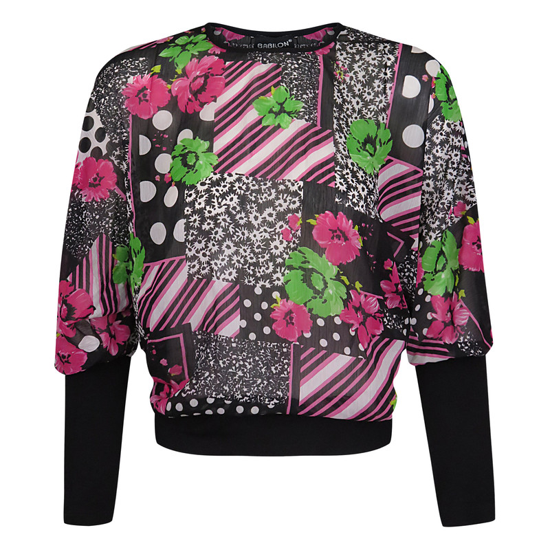 بلوز آستین بلند زنانه مدل گلدار توری