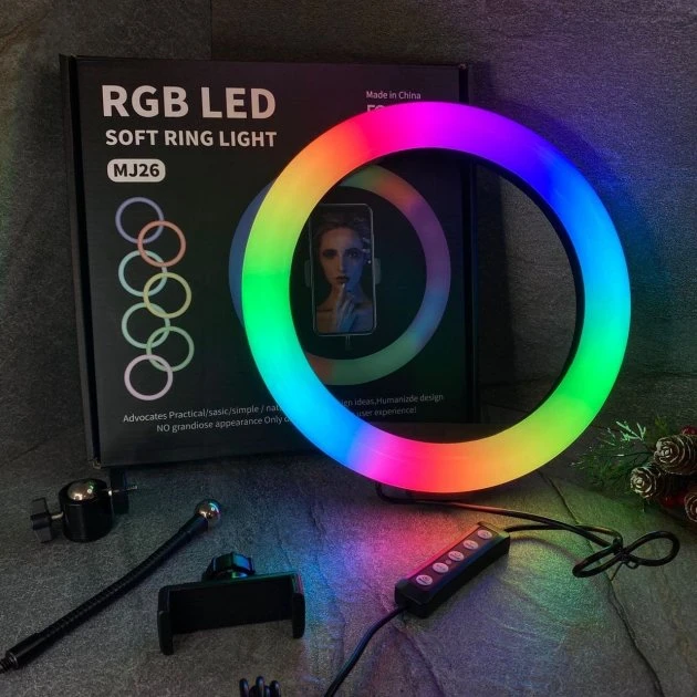 رینگ لایت مدل MJ26-RGB به همراه پایه عکس شماره 5