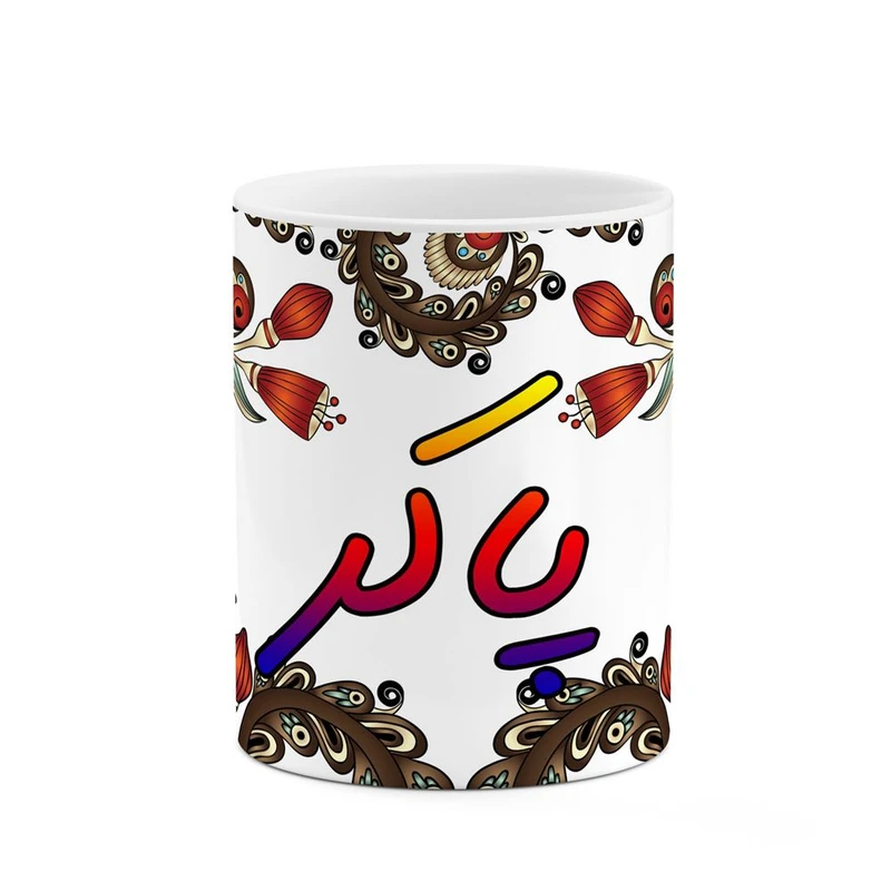 ماگ کاکتی مدل اسم پاکر طرح سنتی گل و بته کد mgh44329