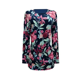 بلوز آستین بلند زنانه مدل نخی ترک گل درشت کد 109146