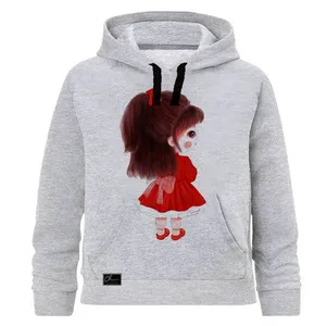 هودی دخترانه مدل دختر کوچولو کد J86 رنگ طوسی