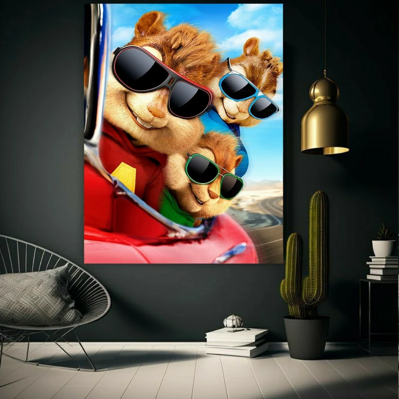 تابلو بوم طرح مخمل انیمیشن آلوین و سنجاب ها کد BK23600