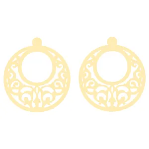 گوشواره طلا 18 عیار زنانه کرابو طرح نقش اسلیمی مدل Kr5119