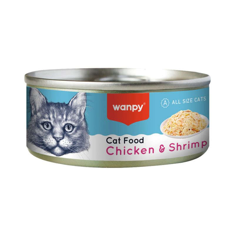 کنسرو گربه ونپی مدل نچرال طعم مرغ و میگو وزن 95 گرم