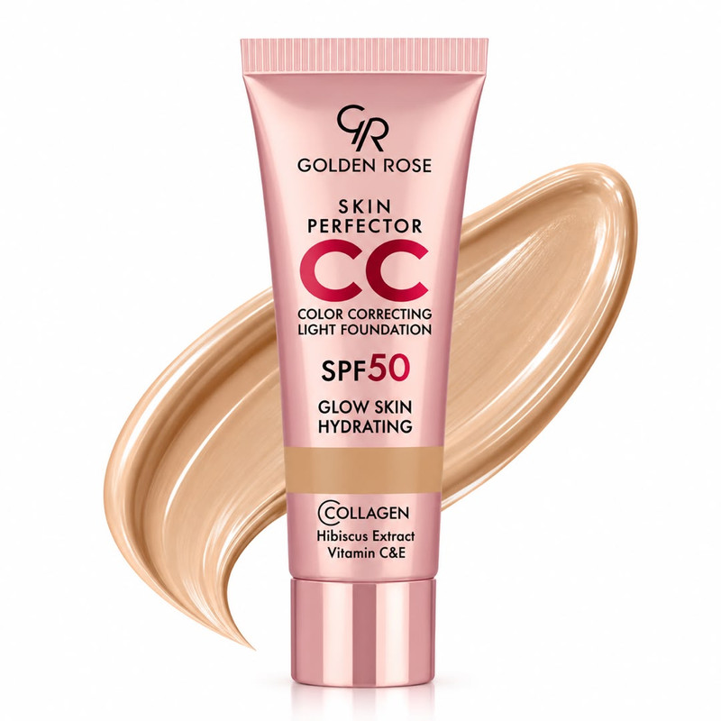 سی سی کرم SPF50 گلدن رس مدل Glow Skin Nude شماره 103 مناسب برای انواع پوست حجم 30 میلی لیتر