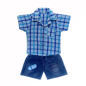 ست پیراهن و شلوارک پسرانه مدل چهارخونه کد a72