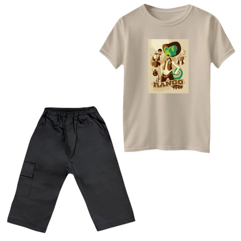 ست تی‌شرت و شلوارک پسرانه مدل تمبر