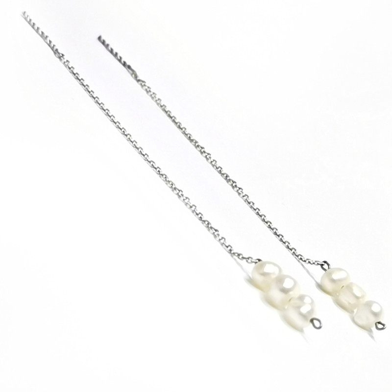 گوشواره نقره زنانه مدل بخیه مروارید Go10