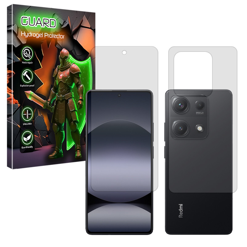 محافظ صفحه نمایش شفاف گارد مدل Tough مناسب برای گوشی موبایل شیائومی Redmi Note 14S به همراه محافظ پشت گوشی