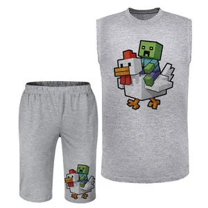 ست تاپ و شلوارک مردانه مدل ماینکرفت و مرغ A492