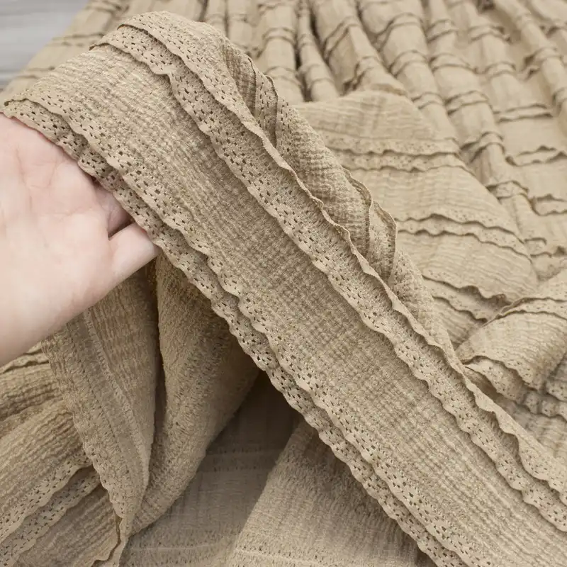 دامن چین‌دار زنانه مدل طبقه ای کد 2 رنگ کرم