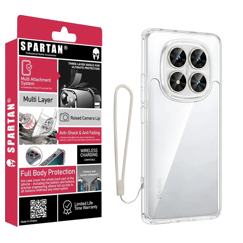 کاور اسپارتان مدل Airbag Space Strap مناسب برای گوشی موبایل شیائومی Redmi Note 14 Pro 5G به همراه بند آویز