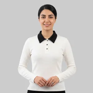 پولوشرت زنانه آستین بلند پنبه‌ای طرح ساده