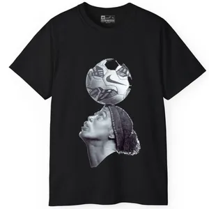 تی شرت آستین کوتاه مردانه پاد آفرین مدل فوتبالی رونالدینهو بارسلونا برزیل کد 25