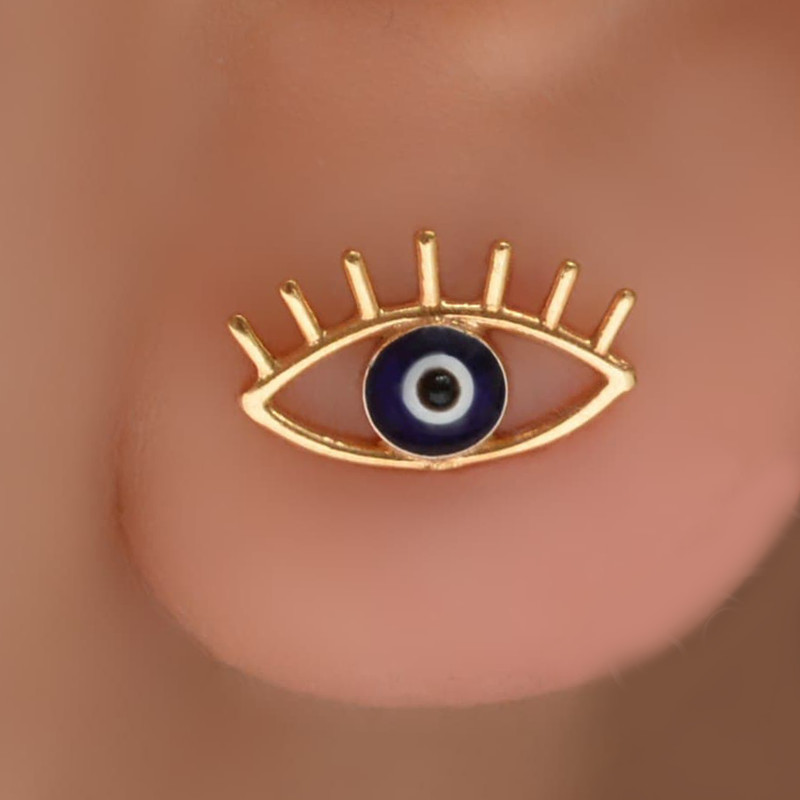 گوشواره طلا 18 عیار دخترانه طلای مستجابی مدل چشم کد 75