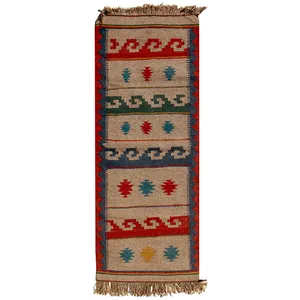 گلیم دستبافت کناره طول یک و نیم متر مدل قشقایی کد GH99059