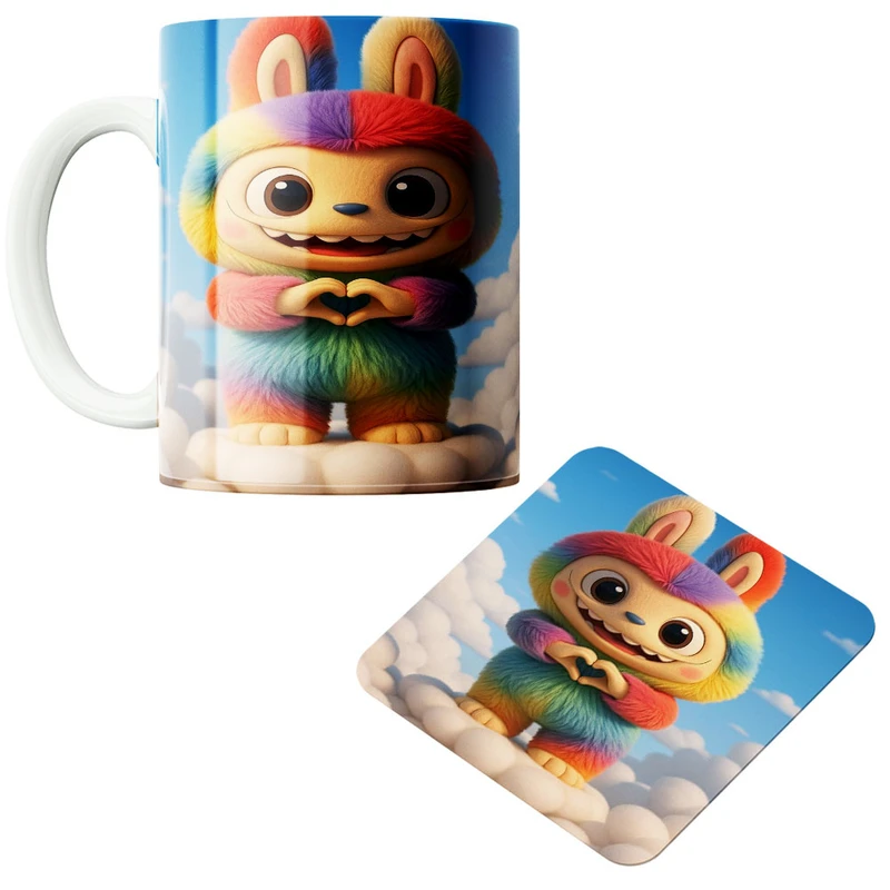 ماگ پاد آفرین مدل لبوبو کد 563 به همراه زیر لیوانی 