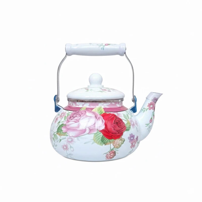 کتری مدل لعابی گلدار کد KE181