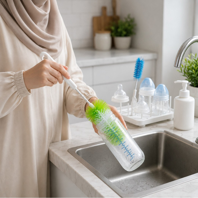 برس شستشوی شیشه شیر مدل فرچه ای مجموعه 2 عددی