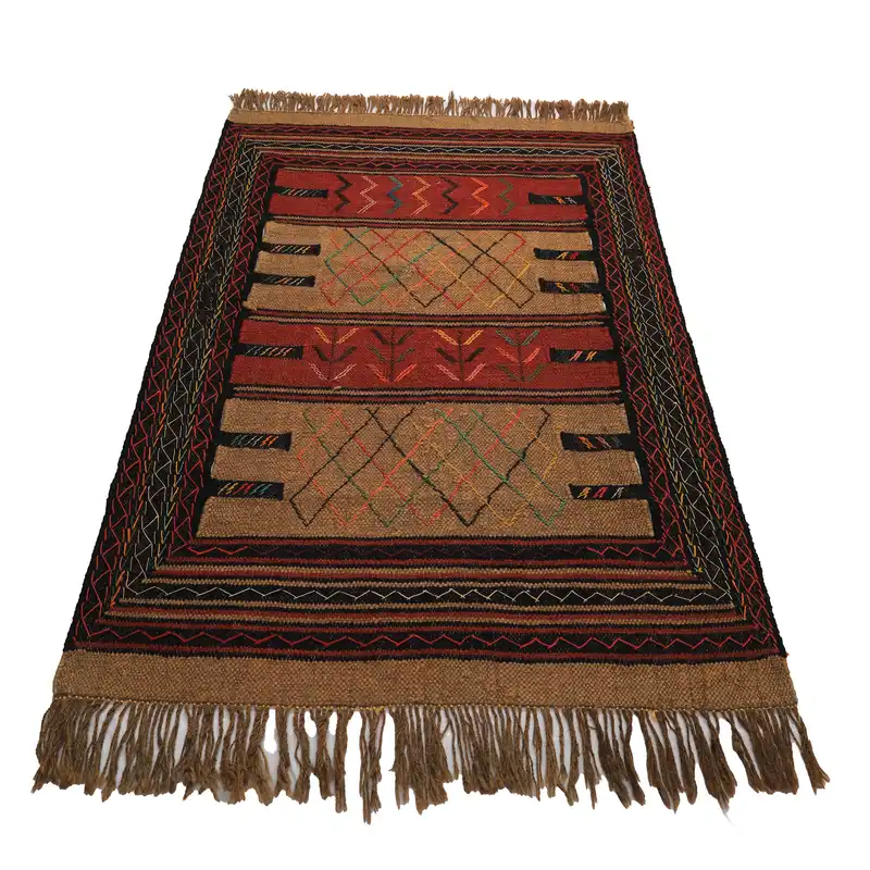 گلیم دستبافت دو متری مدل سفره کردی کد 4020550