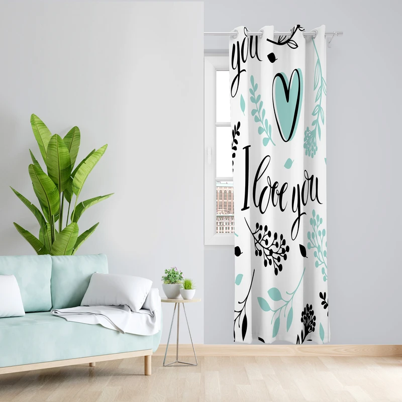 پرده طرح love مدل مخمل پانچی کد 4850 z سایز 140x200 سانتی متر