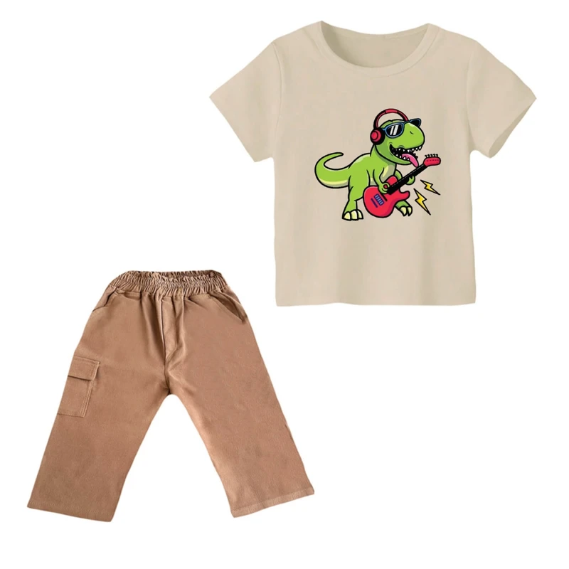ست تی شرت و شلوارک پسرانه مدل دایناسور کد ۲۹