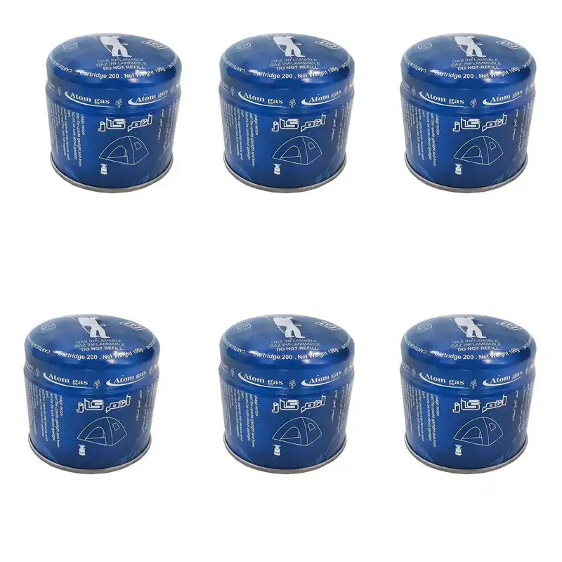 کپسول گاز سفری 190 گرمی اتم گازمدل T-6 بسته 6 عددی