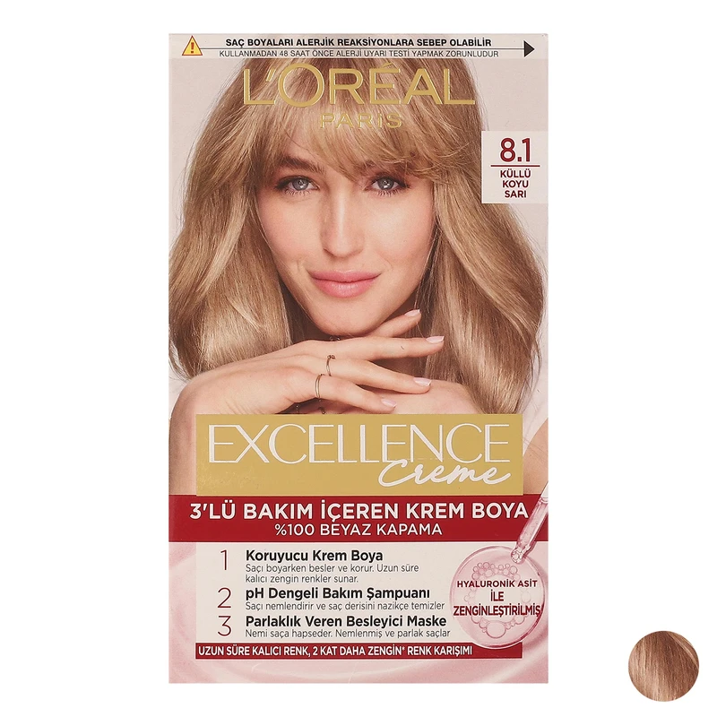 کیت رنگ مو لورآل شماره 8.1 حجم 48 میلی‌لیتر رنگ بلوند