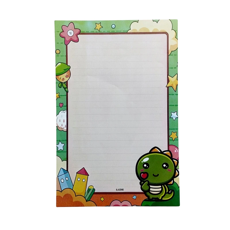 کاغذ یادداشت A4 مدل خط دار حاشیه دار طرح داینو بسته 25 عددی