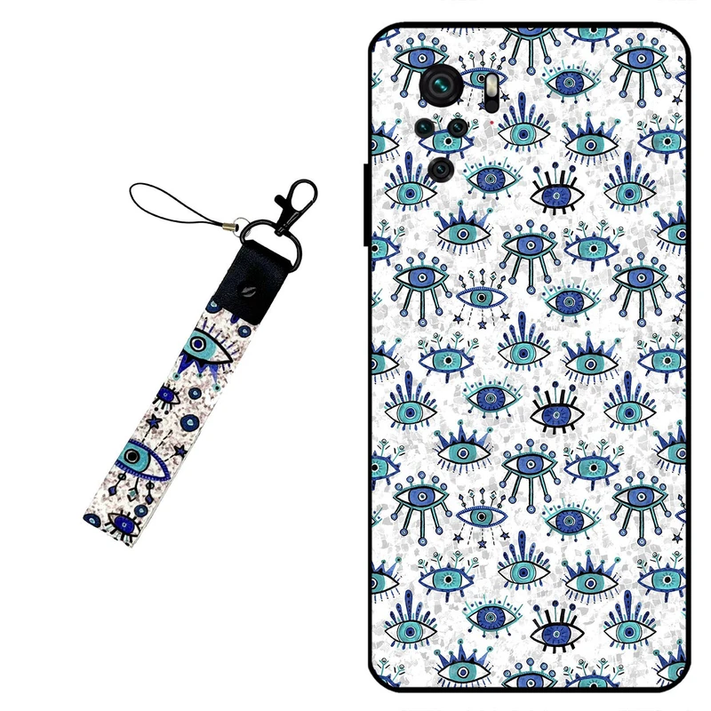 کاور مگافون طرح چشم نظر مدل 6464 مناسب برای گوشی موبایل شیائومی Redmi Note 10 4G / 10S 4G به همراه بند مچی 