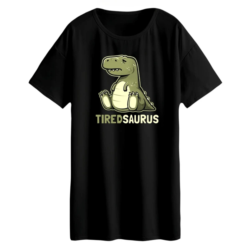 تی شرت لانگ زنانه مدل دایناسور خسته