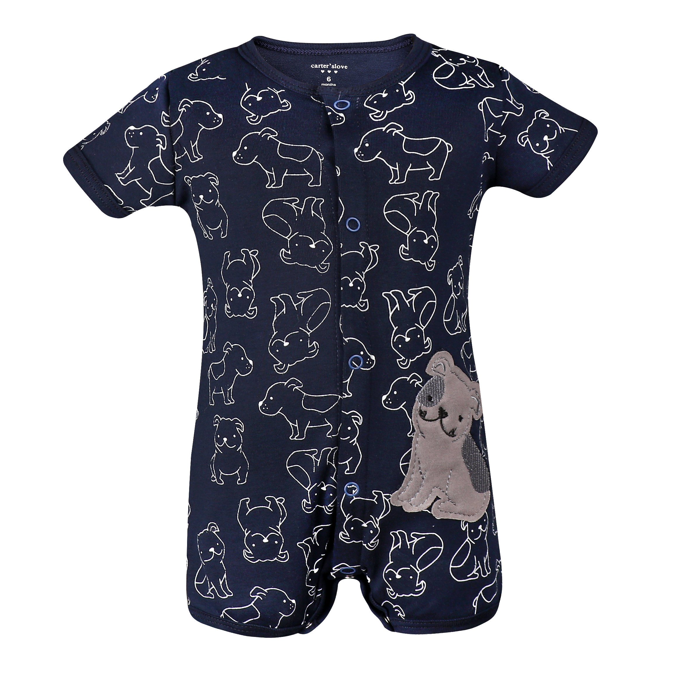 سرهمی پسرانه کارترز مدل سگ رنگ سرمه ای