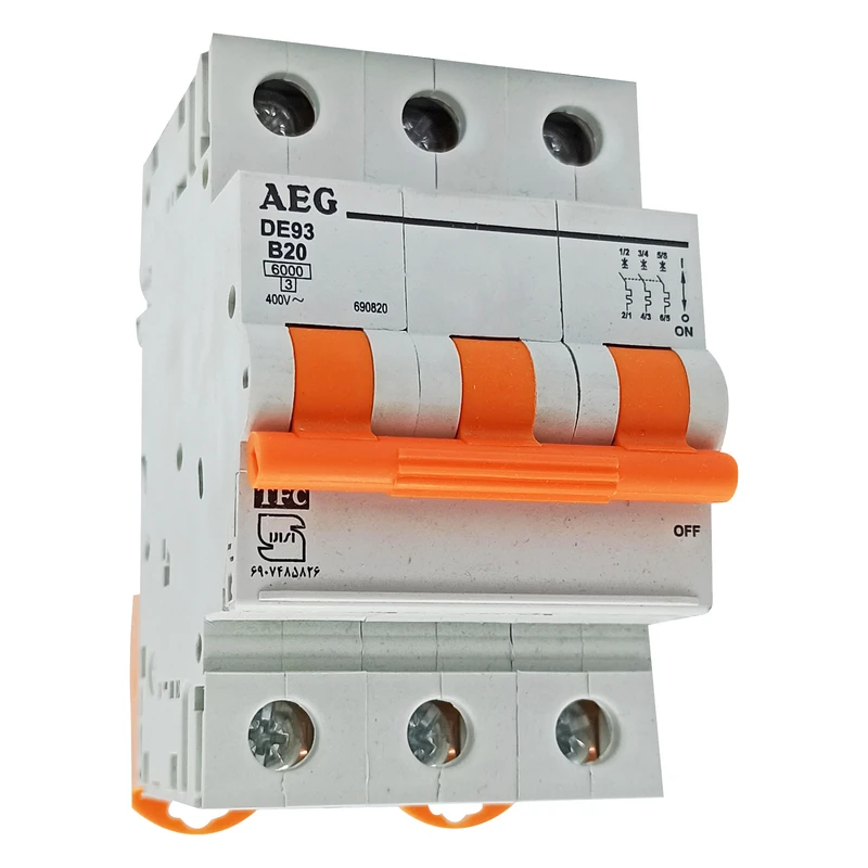 فیوز مینیاتوری سه فاز 20 آمپر آ ا گ مدل DE93 کد B20