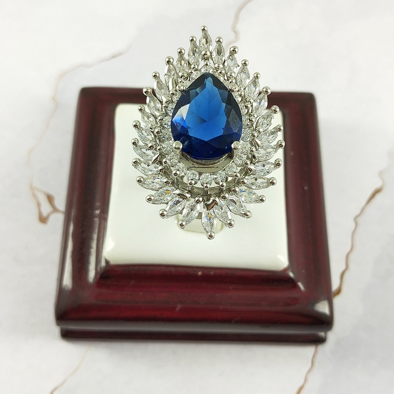 انگشتر نقره زنانه سلین کالا مدل یاقوت کبود کد 30