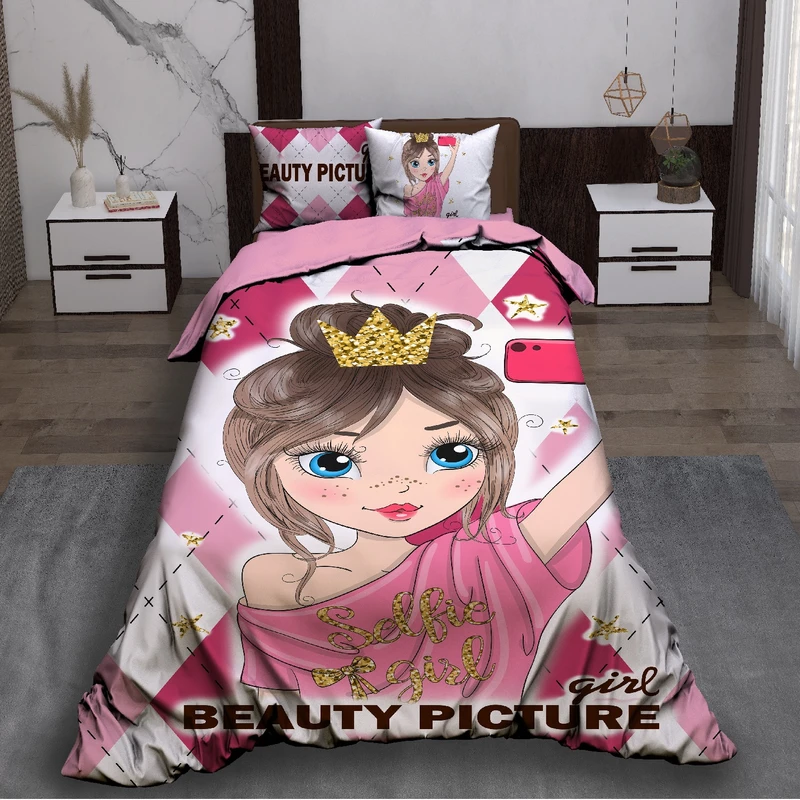سرویس روتختی مدل Beauty picture یک نفره 5 تکه