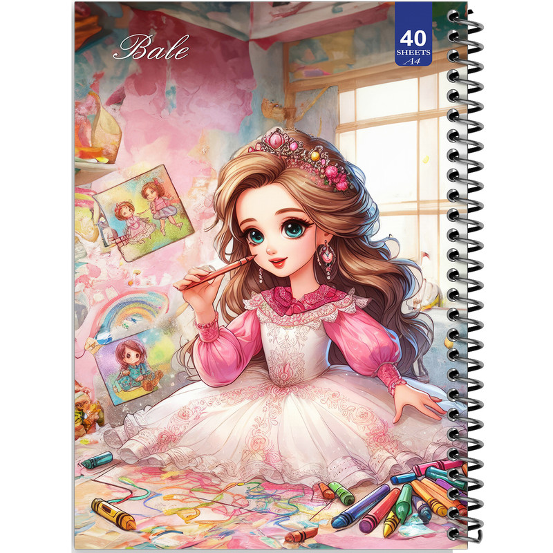 دفتر نقاشی 40 برگ انتشارات بله طرح دختر طراح کد A4-K162
