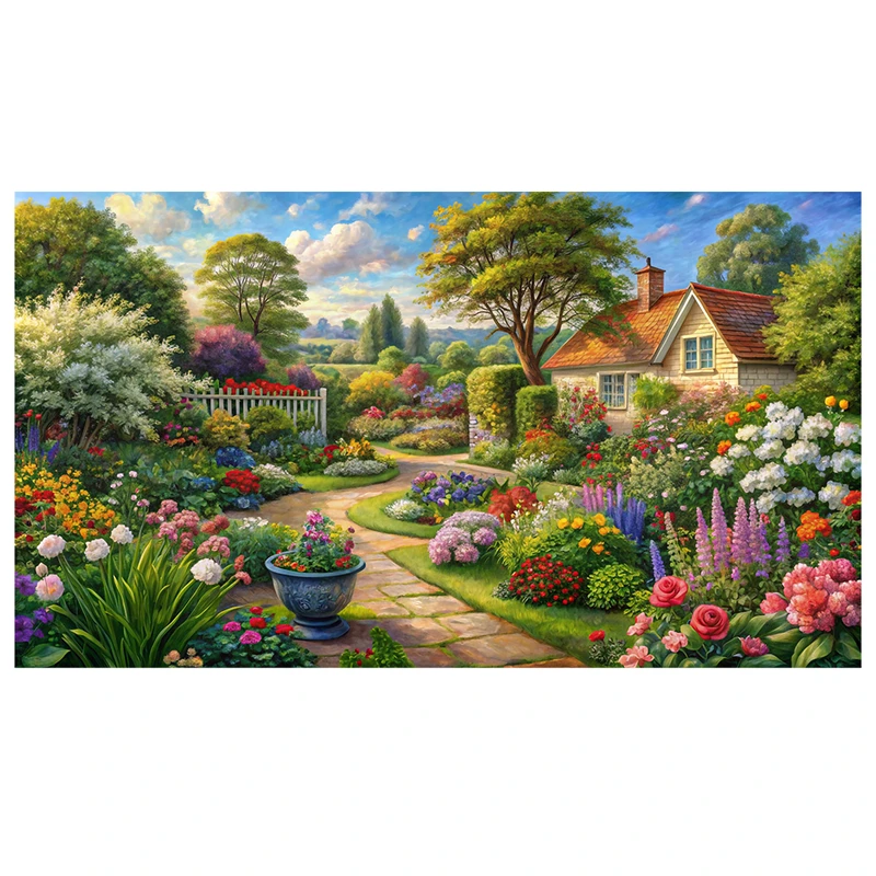 فرش پارچه‌ای مدل فرشینه طرح باغ سرسبز کد AR3060276