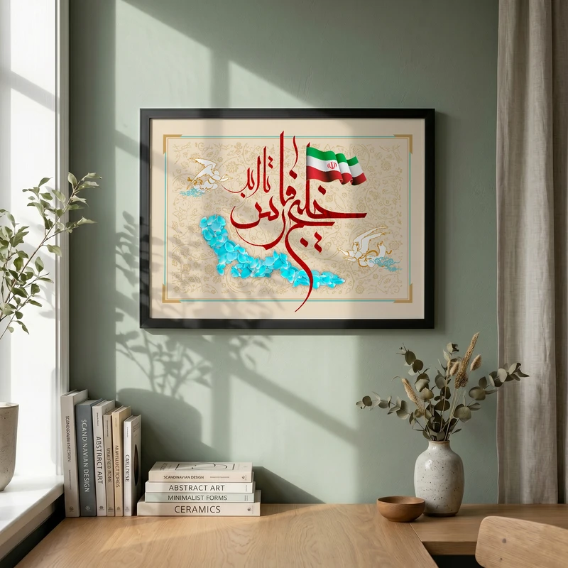 تابلو طرح خلیج تا ابد فارس مدل G14191 فریم مشکی