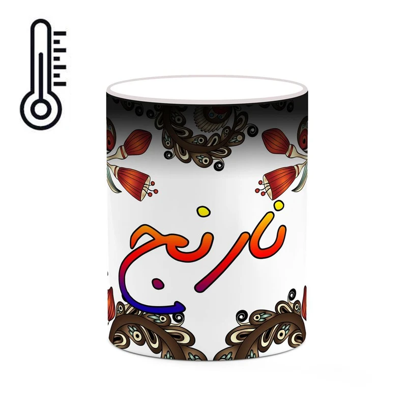 ماگ حرارتی کاکتی مدل اسم نارنج طرح سنتی گل و بته کد mgh47904