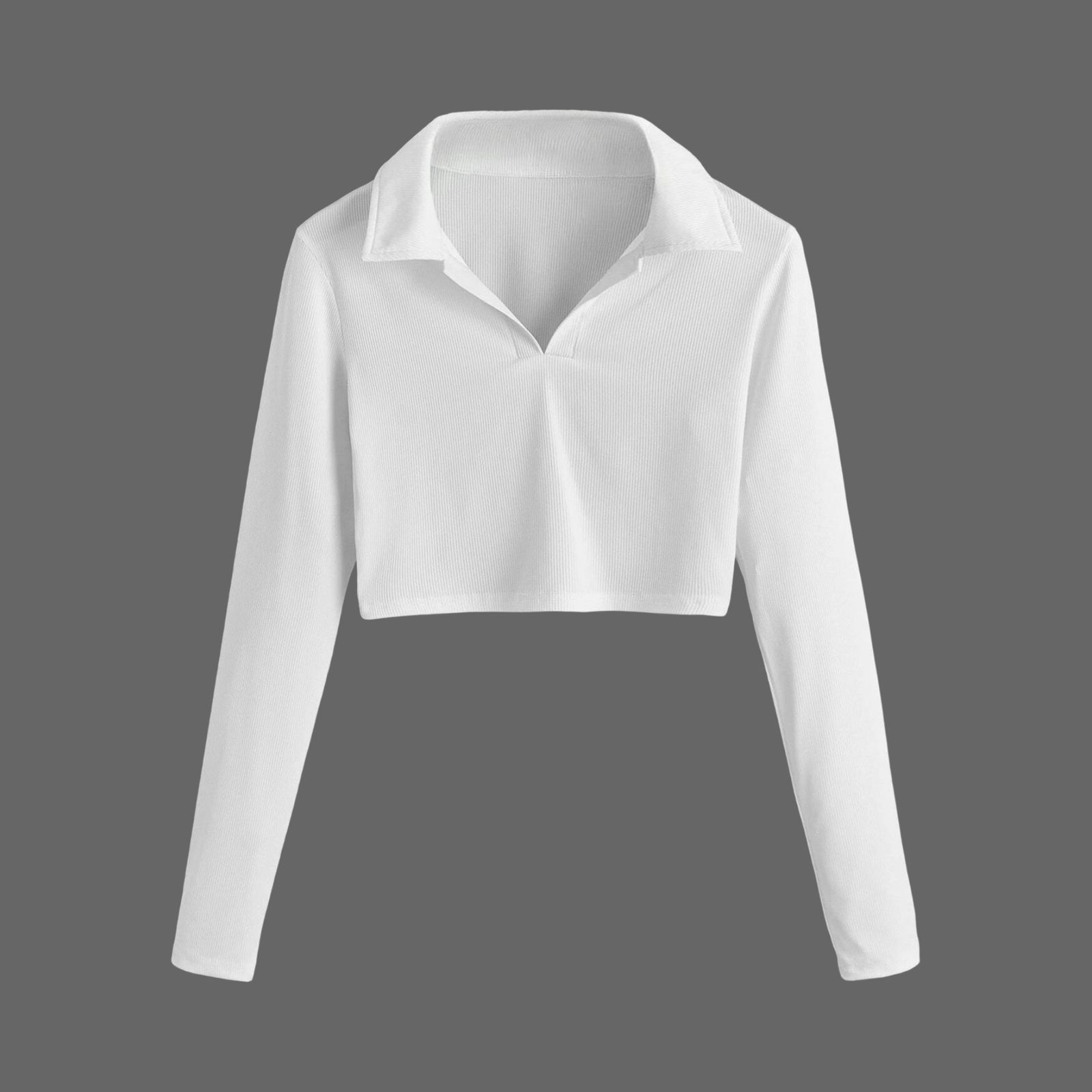 کراپ‌تی شرت آستین بلند زنانه آرمادیا مدل یقه دار کبریتی -  - 1