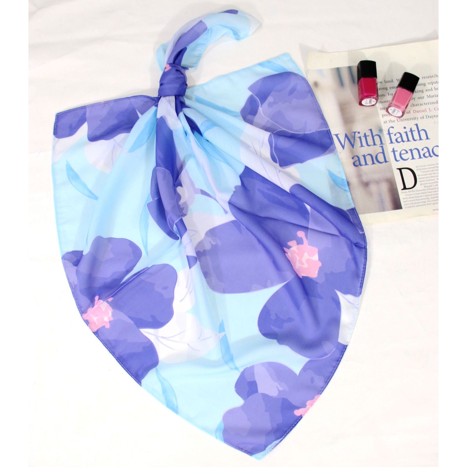 دستمال سر و گردن زنانه مدل نخی بهاری طرح آبرنگی کد ana-2522 - - 3