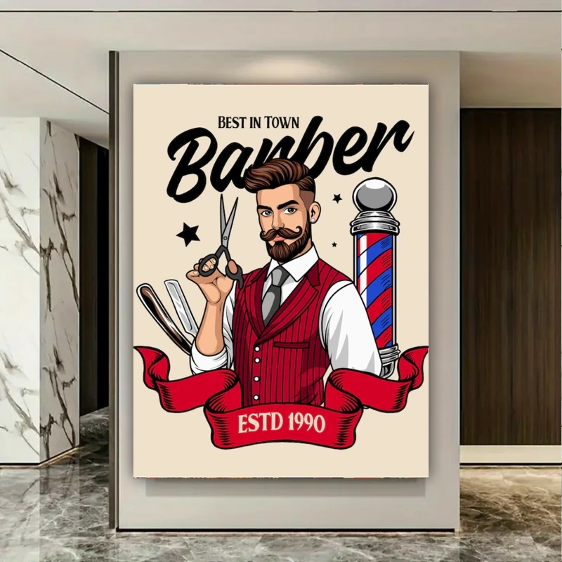  پوستر طرح آرایشگاه مردانه مدل 1990 کد BK23904