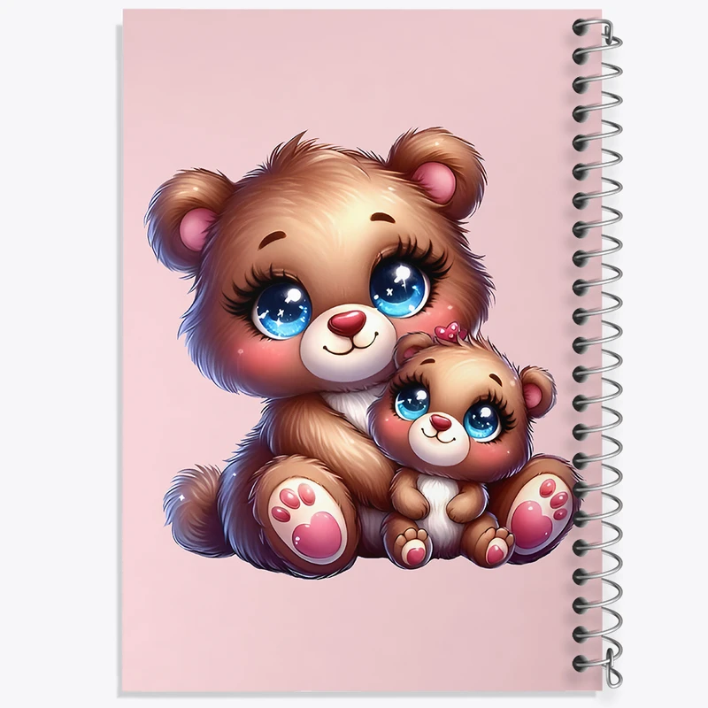 دفتر ژورنال نویسی 50 برگ خندالو مدل نقطه ای طرح خرس کوچولو و مادرش کد F7689
