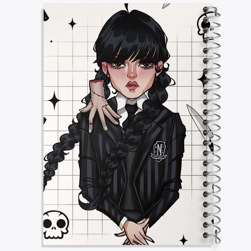 دفتر شطرنجی 50 برگ خندالو مدل ونزدی (Wednesday) کد F2470