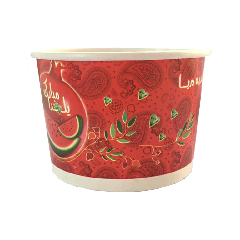 پیاله یکبار مصرف مدل ظرف انار خوری طرح یلدا مبارک بسته 6 عددی