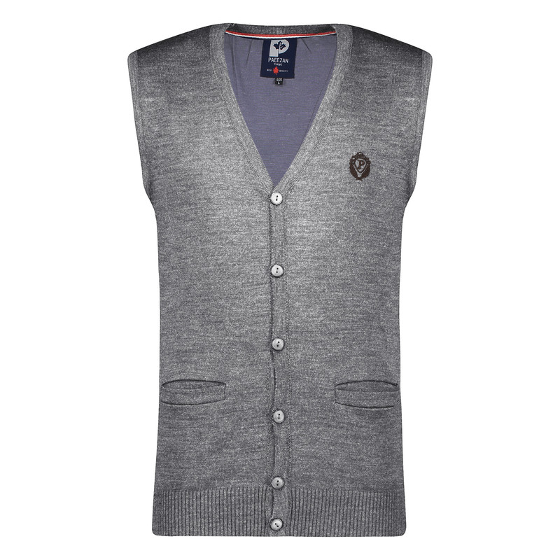 ژیله مردانه تریکو پاییزان مدل J710 ملانژ رنگ طوسی