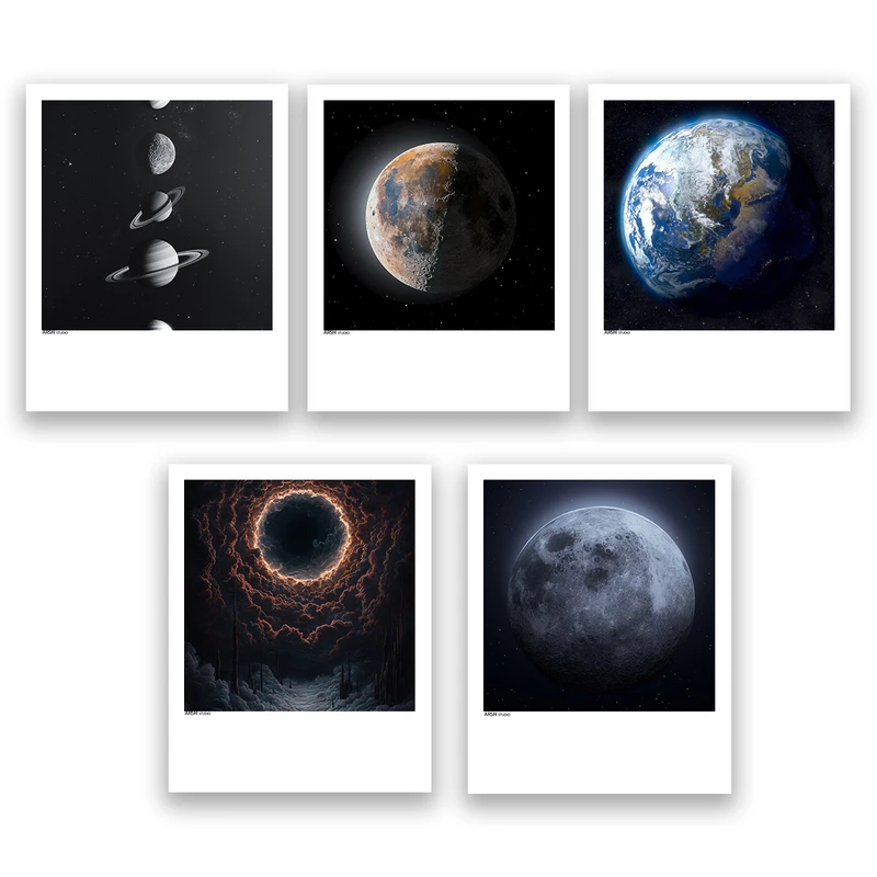 آویز تزیینی عرش مدل فانتزی فضا و کهکشان کد Asa1217 مجموعه پنج عددی