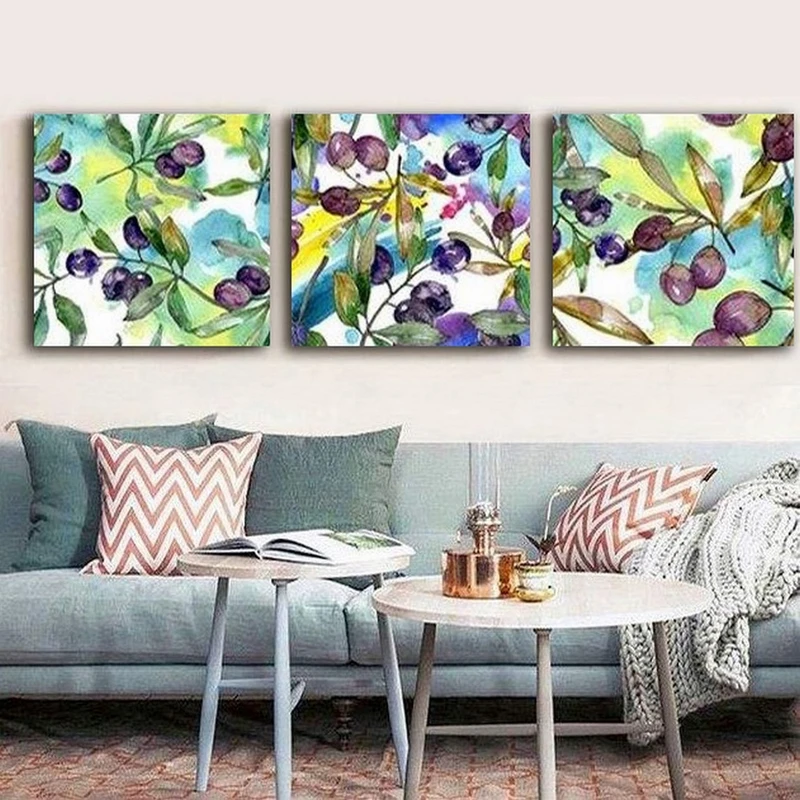 تابلو شاسی بکلیت طرح نقاشی فانتزی برگ و میوه مدل SH-270 مجموعه 3 عددی