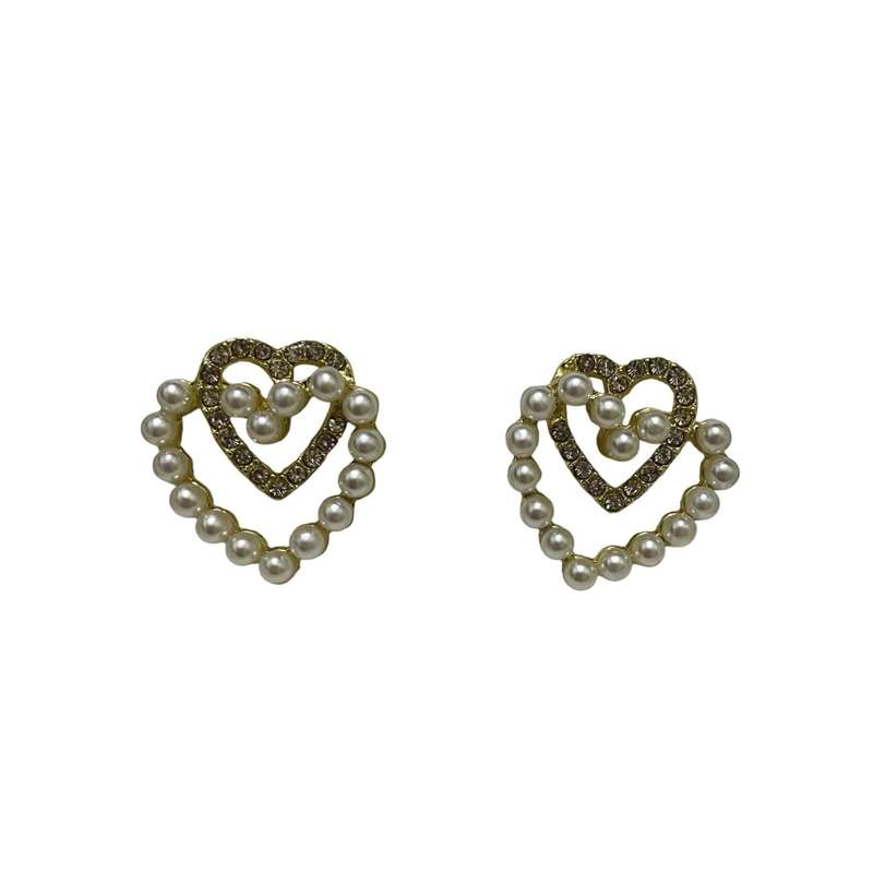 گوشواره زنانه مدل قلب مرواریدی جواهری