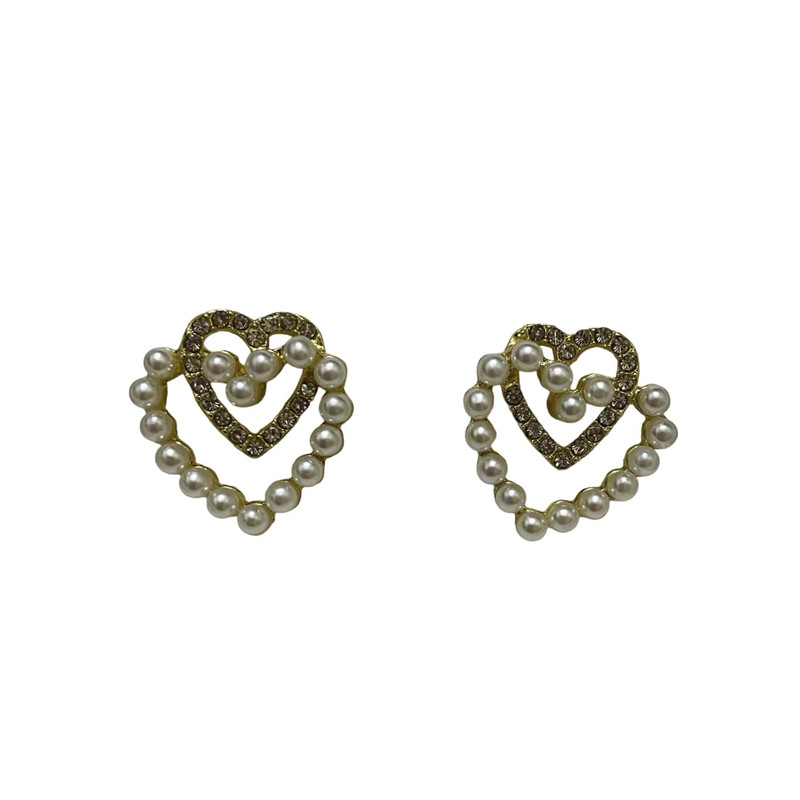 گوشواره زنانه مدل قلب مرواریدی جواهری